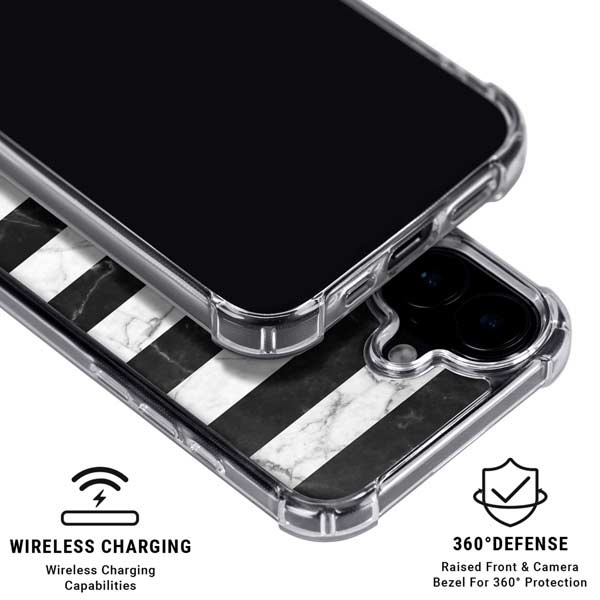 Black and White Striped Marble iPhone 17 MagSafe Case