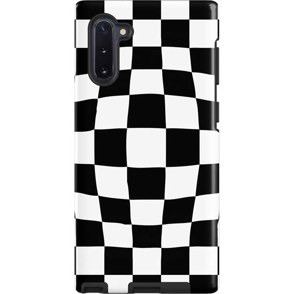 Black and White Zoomed Checkerboard Galaxy Cases