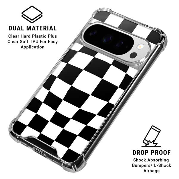 Black and White Zoomed Checkerboard Google Pixel 10 Pro XL Clear Case