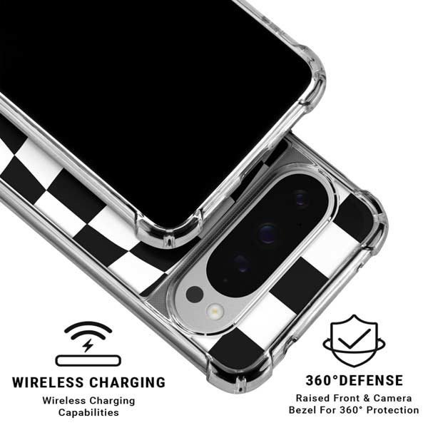 Black and White Zoomed Checkerboard Google Pixel 10 Pro XL Clear Case