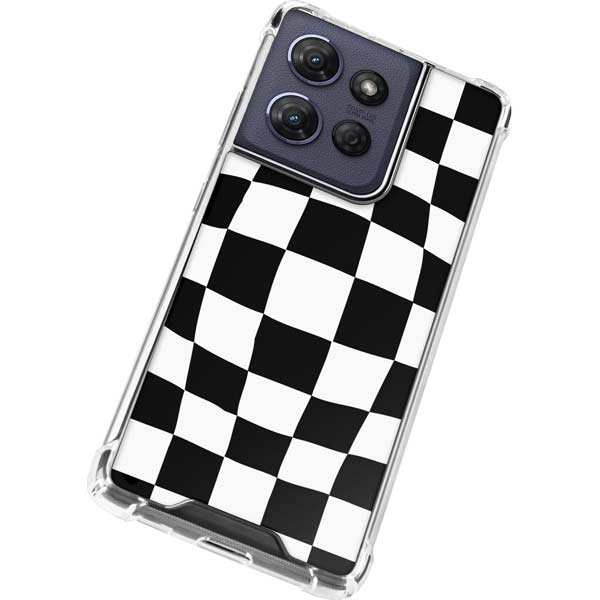 Black and White Zoomed Checkerboard Moto G Power 5G (2025) Clear Case
