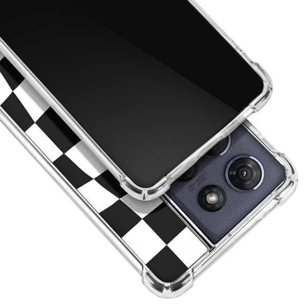 Black and White Zoomed Checkerboard Moto G Power 5G (2025) Clear Case
