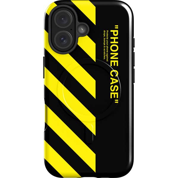 Black and Yellow Stripes iPhone 16 Plus Magsafe Impact Case