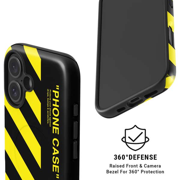 Black and Yellow Stripes iPhone 16 Plus Magsafe Impact Case