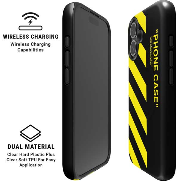 Black and Yellow Stripes iPhone 16 Plus Magsafe Impact Case