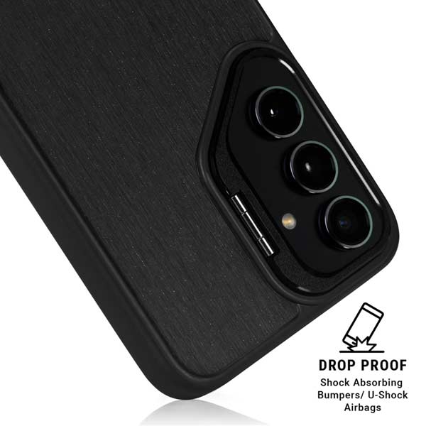 Black Brushed Steel Texture Galaxy S26 Plus Kickstand Case