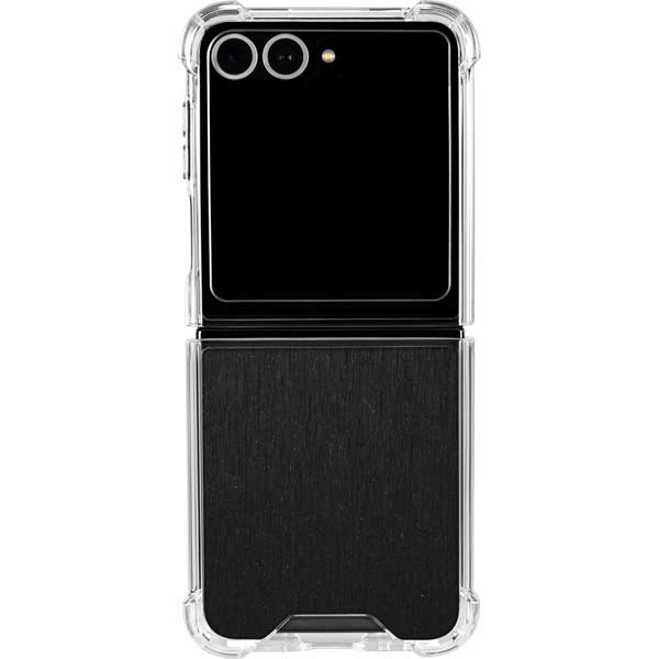 Black Brushed Steel Texture Galaxy Z Flip7 Clear Case