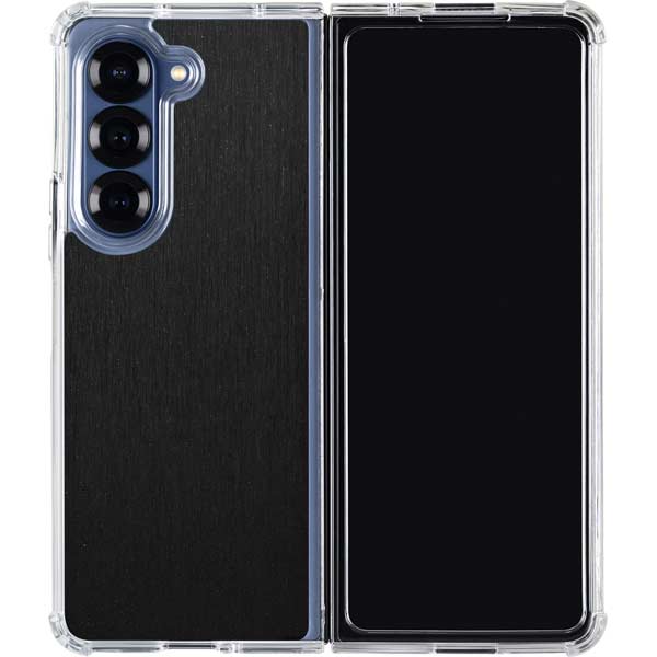 Black Brushed Steel Texture Galaxy Z Fold7 Clear Case