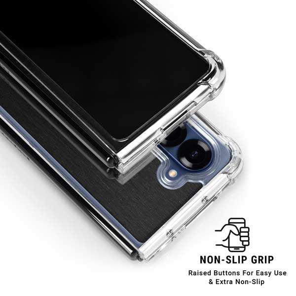 Black Brushed Steel Texture Galaxy Z Fold7 Clear Case