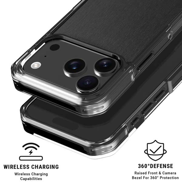 Black Brushed Steel Texture iPhone 17 Pro Clear Case