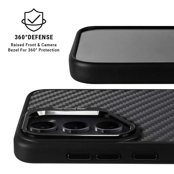 Black Carbon Fiber Specialty Texture Material Galaxy S25 Plus Kickstand Case
