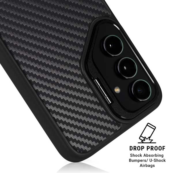 Black Carbon Fiber Specialty Texture Material Galaxy S25 Plus Kickstand Case