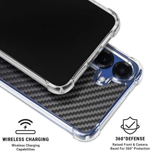 Black Carbon Fiber Specialty Texture Material Galaxy S25 Plus Clear Case