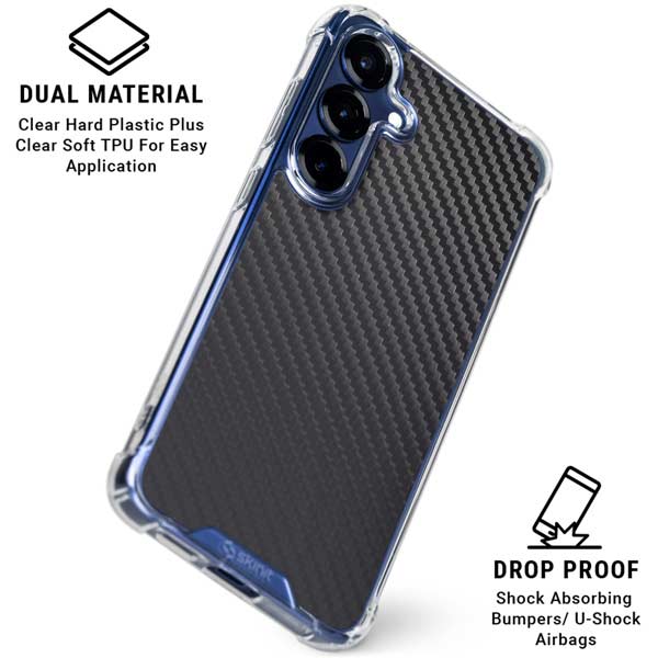 Black Carbon Fiber Specialty Texture Material Galaxy S25 Plus Clear Case
