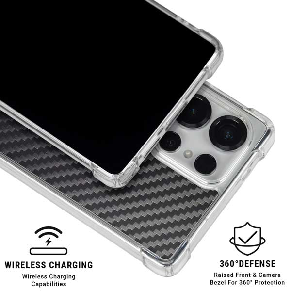 Black Carbon Fiber Specialty Texture Material Galaxy S25 Ultra Clear Case