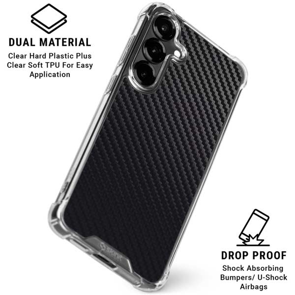 Black Carbon Fiber Specialty Texture Material Galaxy S26 Plus Clear Case