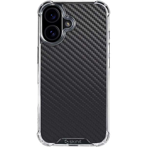 Black Carbon Fiber Specialty Texture Material iPhone 16 Plus Clear Case