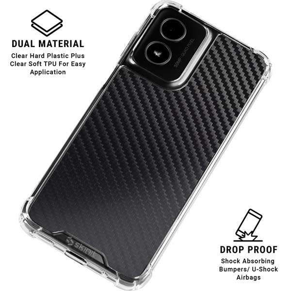 Black Carbon Fiber Specialty Texture Material Moto G Power 5G (2024) Clear Case