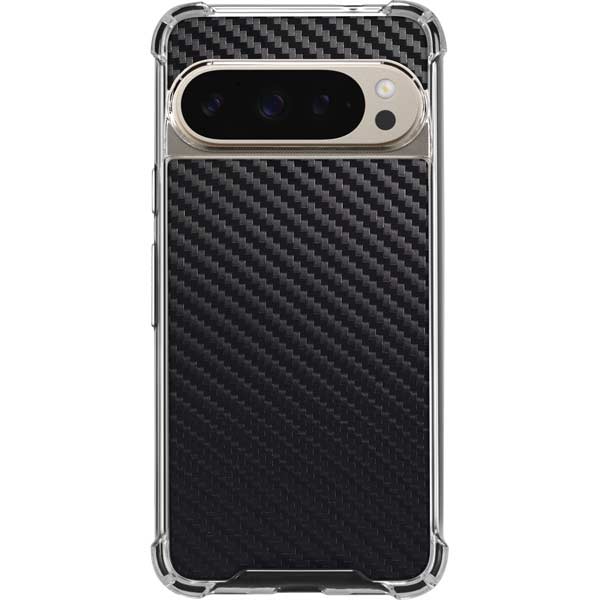 Black Carbon Fiber Specialty Texture Material Pixel 9 Pro XL Clear Case