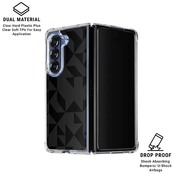 Black Geometric Galaxy Z Fold7 Clear Case