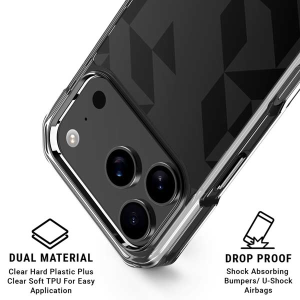 Black Geometric iPhone 17 Pro Clear Case