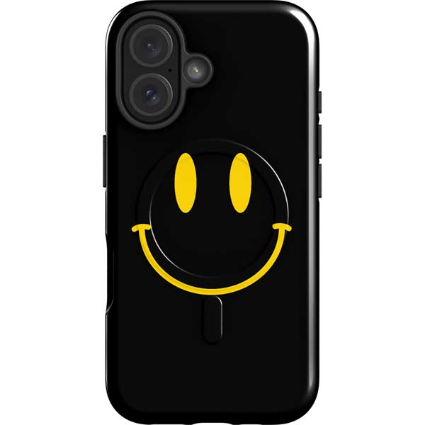 Black Happy Face iPhone 16 Magsafe Impact Case