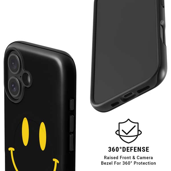 Black Happy Face iPhone 16 Magsafe Impact Case