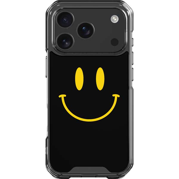 Black Happy Face iPhone 17 Pro Clear Case