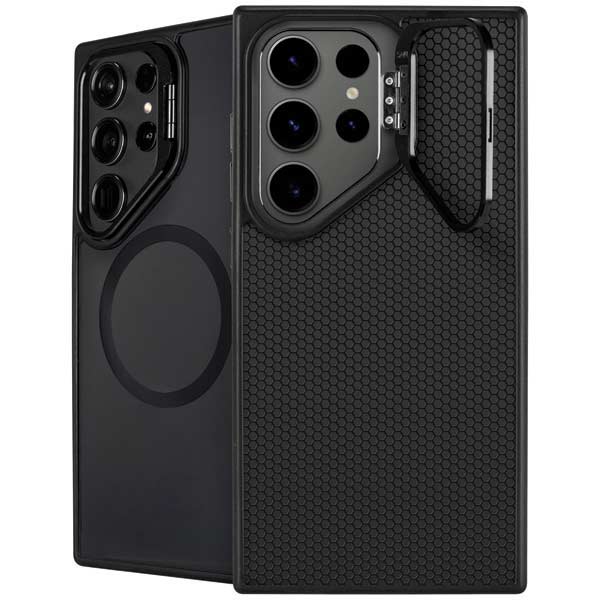 Specialty Vinyl Black Hex Texture Galaxy S25 Ultra Kickstand Case