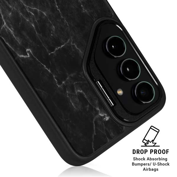 Black Marble Galaxy S25 Plus Kickstand Case