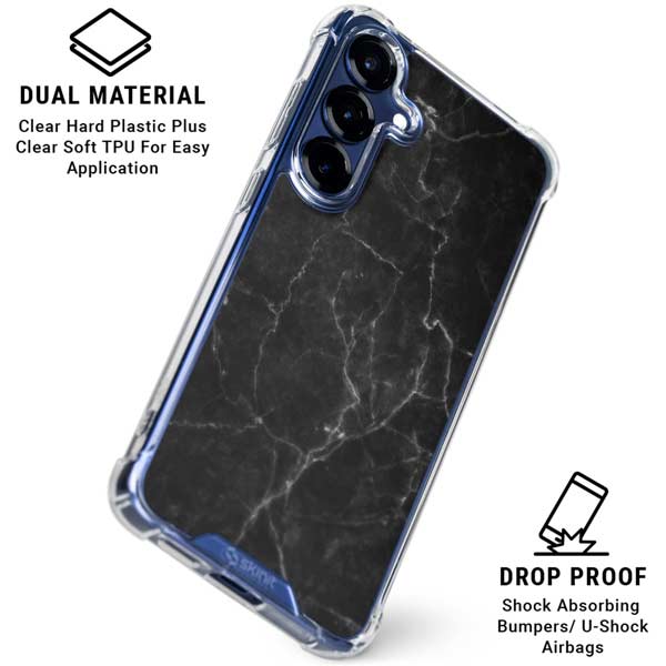 Black Marble Galaxy S25 Plus Clear Case
