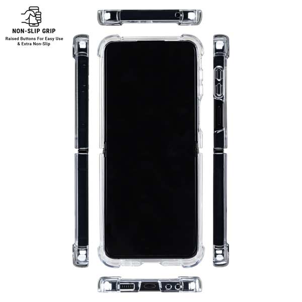 Black Marble Galaxy Z Flip7 Clear Case