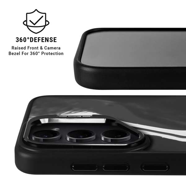 Black Marble Ink Galaxy S26 Kickstand Case