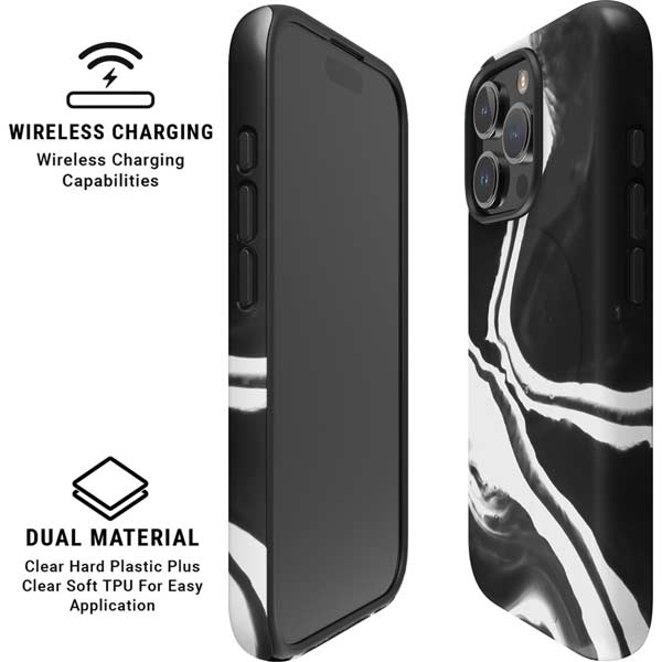 Black Marble Ink iPhone 16 Pro Magsafe Impact Case