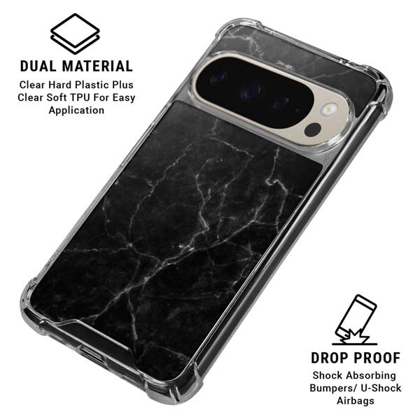 Black Marble Pixel 9 Pro XL Clear Case