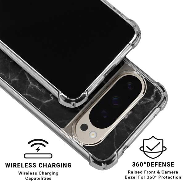Black Marble Pixel 9 Pro XL Clear Case