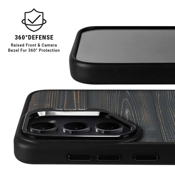 Black Painted Wood Galaxy S26 Ultra Kickstand Case