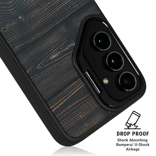 Black Painted Wood Galaxy S26 Ultra Kickstand Case