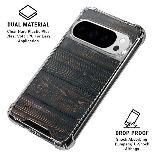 Black Painted Wood Google Pixel 10 Pro XL Clear Case