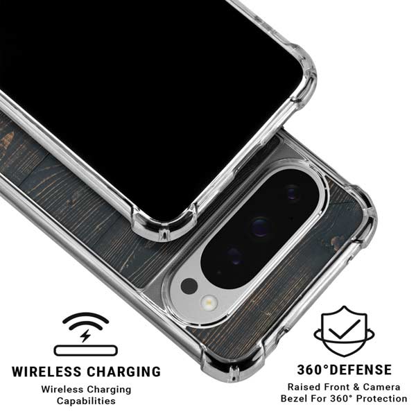 Black Painted Wood Google Pixel 10 Pro XL Clear Case