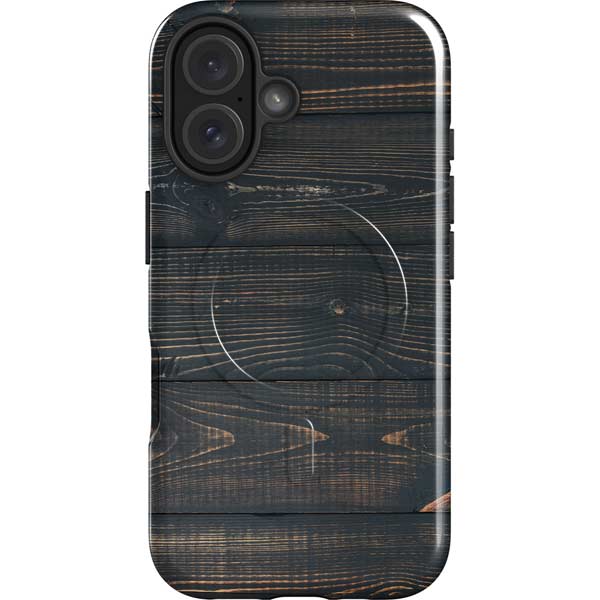 Black Painted Wood iPhone 16 Magsafe Impact Case