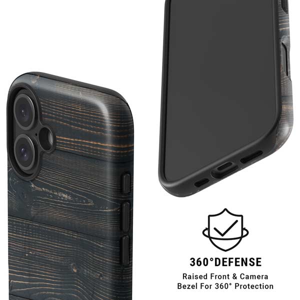 Black Painted Wood iPhone 16 Magsafe Impact Case