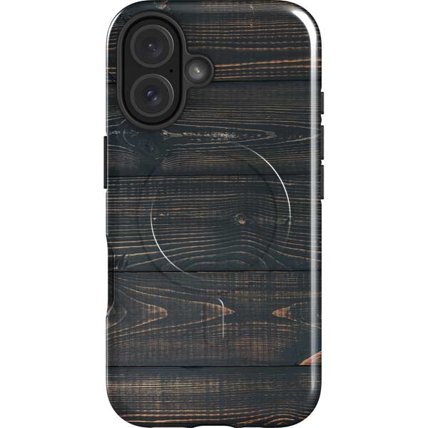 Black Painted Wood iPhone 16 Plus Magsafe Impact Case
