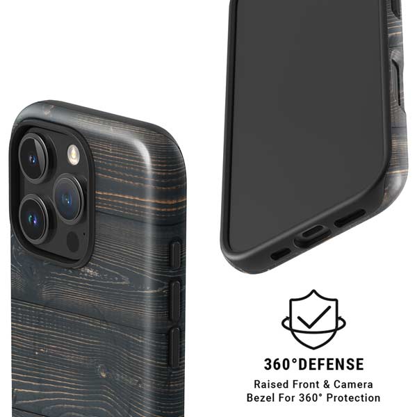 Black Painted Wood iPhone 16 Pro Max Magsafe Impact Case