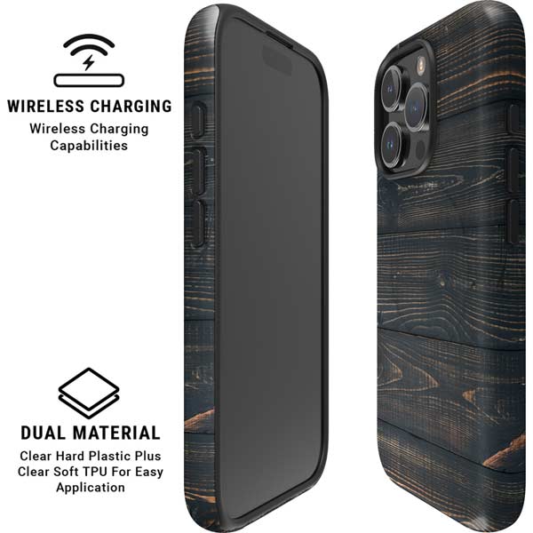 Black Painted Wood iPhone 16 Pro Max Magsafe Impact Case