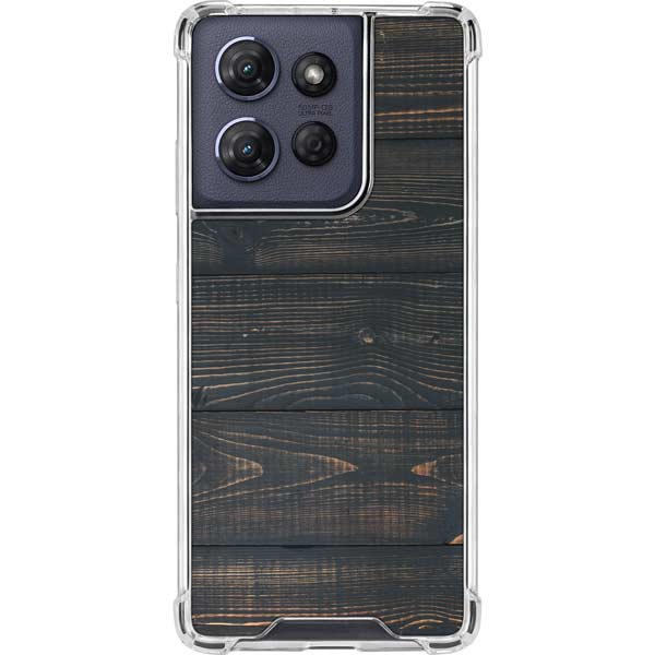 Black Painted Wood Moto G 5G (2025) Clear Case