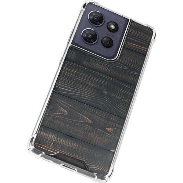 Black Painted Wood Moto G 5G (2025) Clear Case