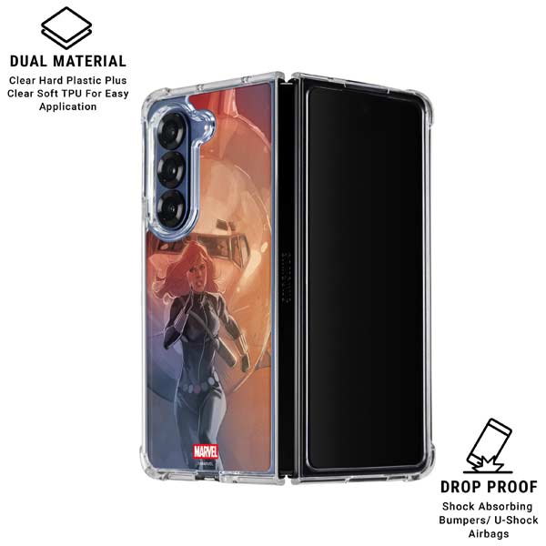 Marvel Black Widow Running Galaxy Z Fold7 Clear Case