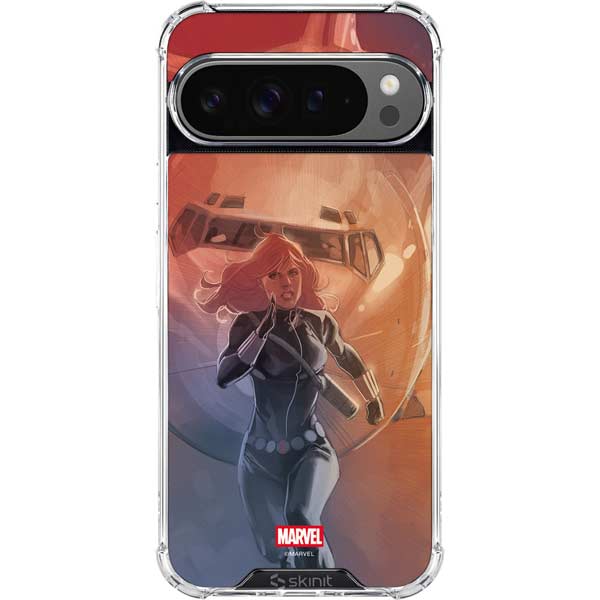 Marvel Black Widow Running Google Pixel 10 Pro XL Clear Case