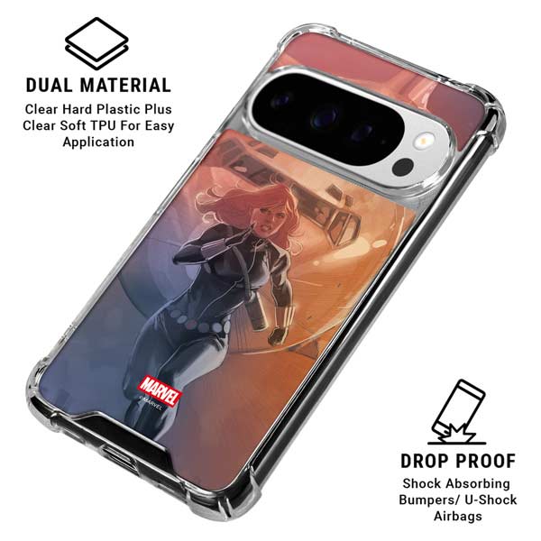 Marvel Black Widow Running Google Pixel 10 Pro XL Clear Case